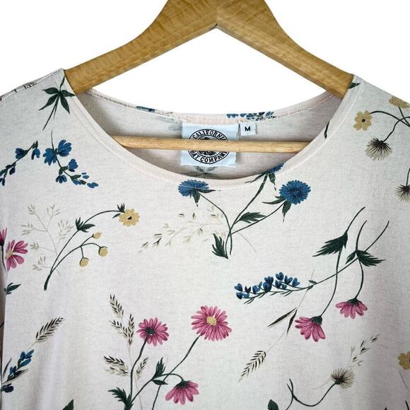 California Bay Company Vintage Floral Print Wildflower Cotton Tee Cream, Medium - Picture 2 of 11